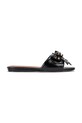 Kurt Geiger London klapki skórzane Kensington Bow Flat Sandal płaski czarny 655705139.BLKCOMB