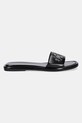 Tory Burch bőr papucs T Lock Slide 164676.006 fekete AW25