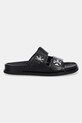 Tory Burch klapki skórzane T Lock Sport Slide 175640.006 czarny AW25