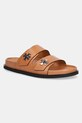 Tory Burch infradito in pelle T Lock Sport Slide pelle fiore marrone 166905.250