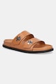 Kožené pantofle Tory Burch T Lock Sport Slide přírodní kůže hnědá 166905.250