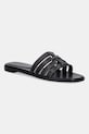 Tory Burch klapki skórzane Ines Cage Slide płaski czarny 158616.006