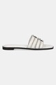Kožené pantofle Tory Burch Ines Cage Slide 158616.101 bílá AW25