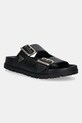 Δερμάτινες παντόφλες Guess FASTEN φλατ μαύρο FLTFST.LEA03.BLACK