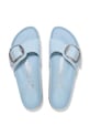 Birkenstock klapki skórzane Madrid Big Buckle niebieski 1030363