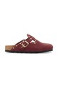 Birkenstock klapki zamszowe Boston Rivet płaski czerwony 1030379