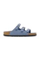 Birkenstock klapki skórzane Florida HEX płaski niebieski 1030380