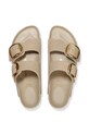 Birkenstock klapki skórzane Arizona Big Buckle beżowy 1030382