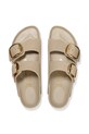 Birkenstock klapki skórzane Boston Big Buckle beżowy 1030395