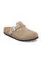 Birkenstock klapki zamszowe Boston Rivet 1030418 beżowy AW25