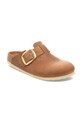 Birkenstock klapki skórzane Boston Big Buckle 1030446 brązowy AW25
