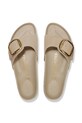 Birkenstock klapki skórzane Madrid Big Buckle beżowy 1030467