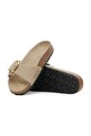 Birkenstock klapki skórzane Madrid Big Buckle 1030467 beżowy