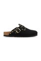 Birkenstock klapki zamszowe Boston Rivet płaski czarny 1030491