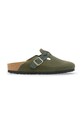 Birkenstock klapki zamszowe Boston Braided płaski zielony 1030599