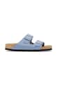 Birkenstock klapki skórzane Arizona płaski niebieski 1030864