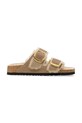 Birkenstock kapcie zamszowe Arizona Big Buckle Shearling beżowy 1030384