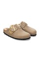 Obuwie Birkenstock kapcie zamszowe Arizona Big Buckle Shearling 1030444 beżowy