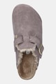 Birkenstock klapki zamszowe Boston Shimmering Shearling fioletowy 1030887