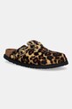 Birkenstock 1774 klapki skórzane Boston FUR płaski brązowy 1031919