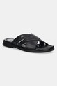Tommy Hilfiger klapki skórzane PREMIUM TH CC LTH SANDAL czarny FM0FM05504