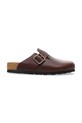 Birkenstock klapki skórzane Boston Vintage Wood Wire Buckle Planet friendly brązowy 1030703