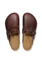 Birkenstock klapki skórzane Boston Vintage Wood Wire Buckle brązowy 1030703