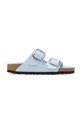 Birkenstock klapki skórzane Arizona Big Buckle płaski niebieski 1030374
