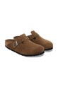 Shoes Birkenstock suede sliders Boston 1030814 brown
