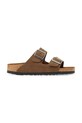 Birkenstock klapki zamszowe Arizona płaski brązowy 1030863