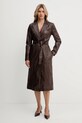 Δερμάτινο παλτό Marciano Guess LANA 5YGL08.7345A καφέ AW25