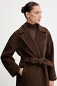 Weekend Max Mara płaszcz z dodatkiem wełny TEMPERA brązowy 2525016082600