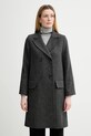A.P.C. płaszcz z dodatkiem wełny Manteau Ginny bez kaptura szary WOARA.F01545