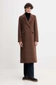 Pepe Jeans płaszcz z dodatkiem wełny bez kaptura brązowy PL4024361