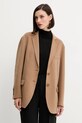 Twinset płaszcz z wełną brązowy 252TP2072