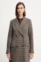 Twinset płaszcz z dodatkiem wełny brązowy 252TT2041