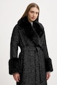 Twinset płaszcz z domieszką wełny czarny 252TT2040