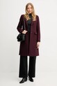 Tommy Hilfiger płaszcz z dodatkiem wełny WW0WW46547 bordowy AW25