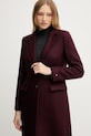 Kabát s prímesou vlny Tommy Hilfiger burgundské WW0WW46547