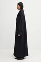 Kabát s prímesou vlny GANNI Peacoat Wool Long W0802 tmavomodrá AW25
