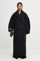 Kabát s prímesou vlny GANNI Peacoat Wool Long W0802