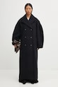 Kabát s prímesou vlny GANNI Peacoat Wool Long W0802