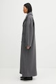 Kabát s prímesou vlny GANNI Peacoat Wool Long W0929 sivá AW25