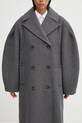 Kabát s prímesou vlny GANNI Peacoat Wool Long sivá W0929