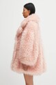 GANNI płaszcz Long Pile Alternative Fur Midi W1000 różowy AW25