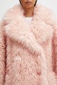 GANNI płaszcz Long Pile Alternative Fur Midi różowy W1000