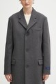 Sporty & Rich coat with wool Signature Logo Structured Wool gray OW05064326GY11