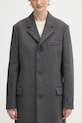 Sporty & Rich coat with wool Signature Logo Structured Wool gray OW05064326GY11