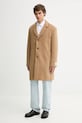 Calvin Klein płaszcz z dodatkiem wełny bez kaptura brązowy LV04LD900G