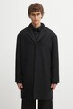 Maison Kitsuné płaszcz wełniany Tailored nieocieplane czarny PM02205WM2030